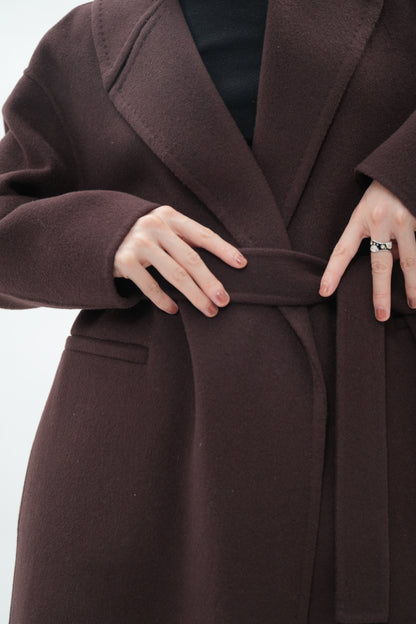 ウールカシミヤ エレガントロングコート（ブラウン）