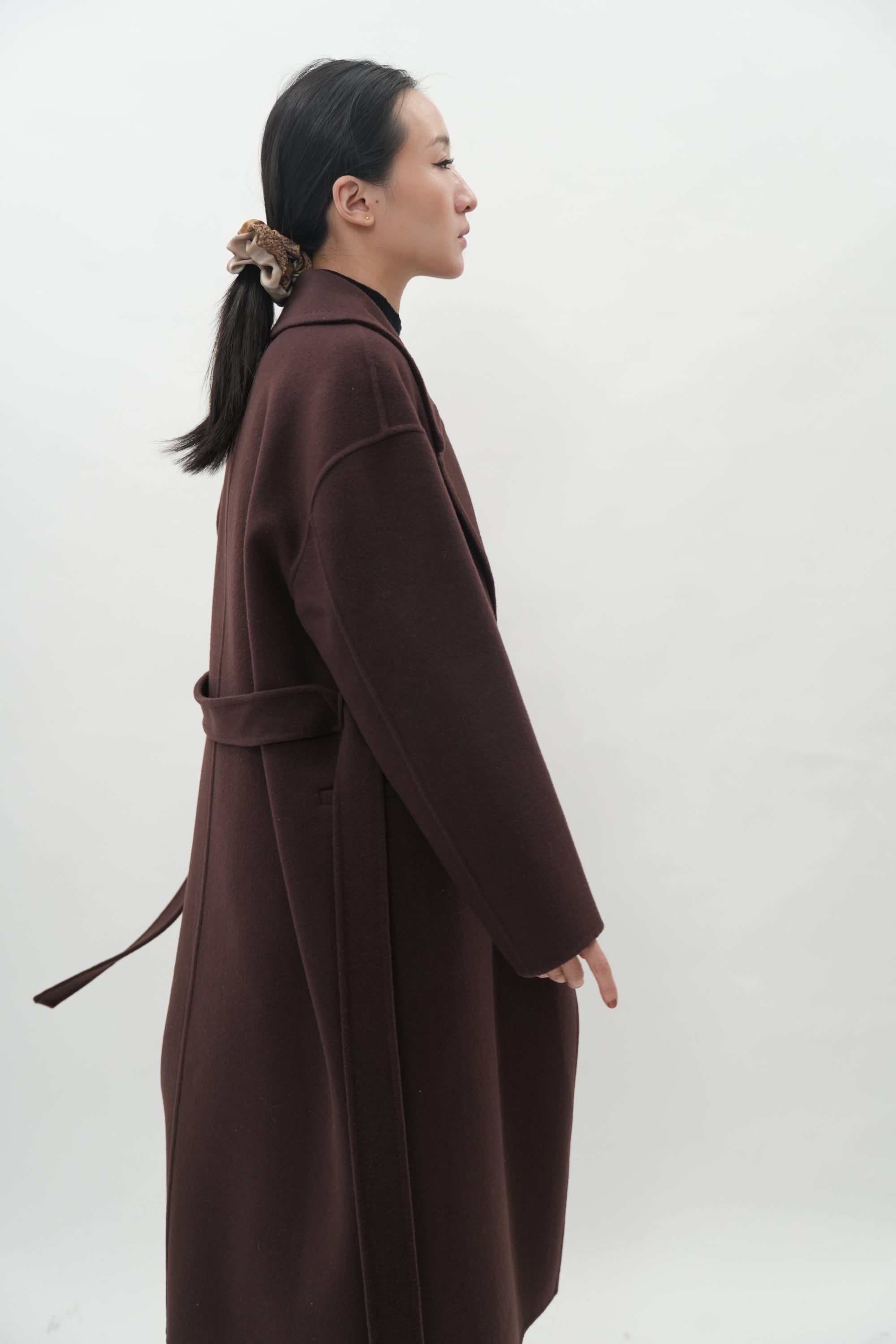 カシミヤ100% ブラウンロングコート カシミヤ100%【vintage】マキシ丈ロングチェスターコート ブラウン L