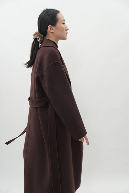 ウールカシミヤ エレガントロングコート（ブラウン）