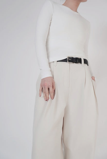 Cotton Relaxed Pants / Ivory, Olive