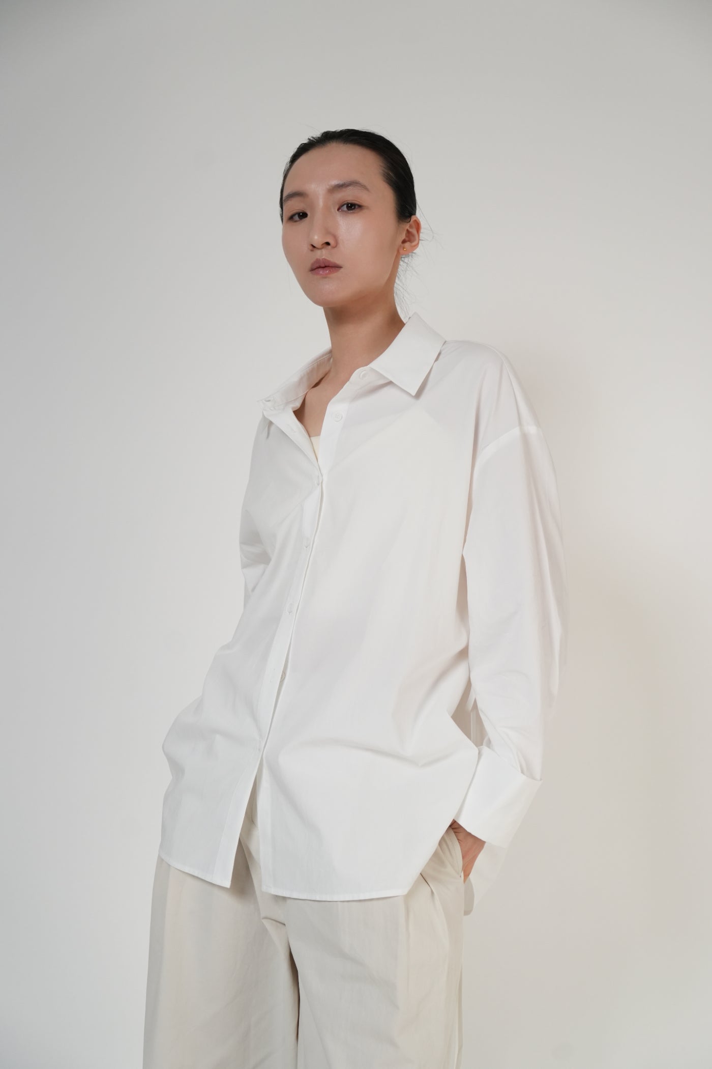 Tie-Back Oversized Shirt / 2color