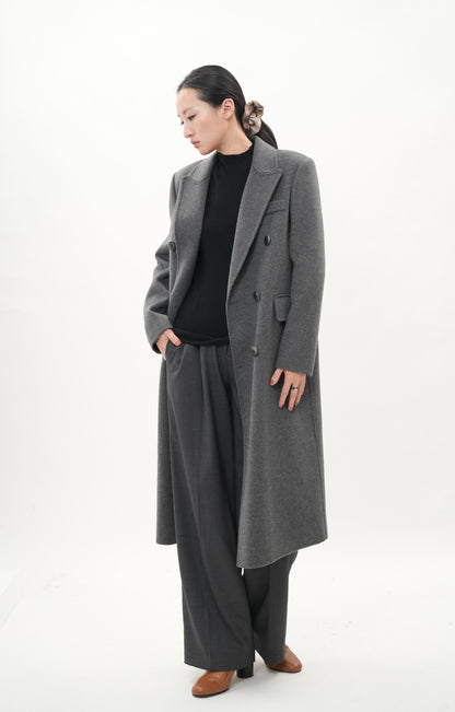 アイボリーダブルフェースウールチェスターコート