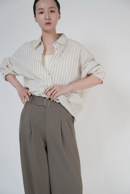 Tailored Wide-Leg Trousers / Olive