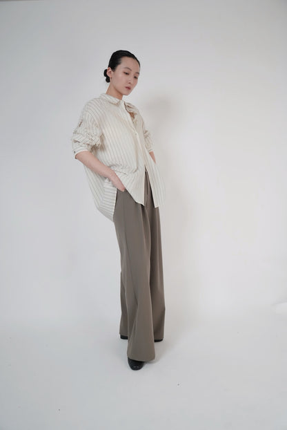 Tailored Wide-Leg Trousers / Olive