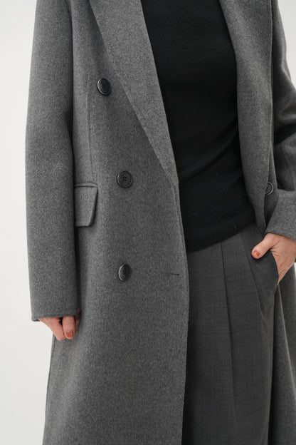 アイボリーダブルフェースウールチェスターコート