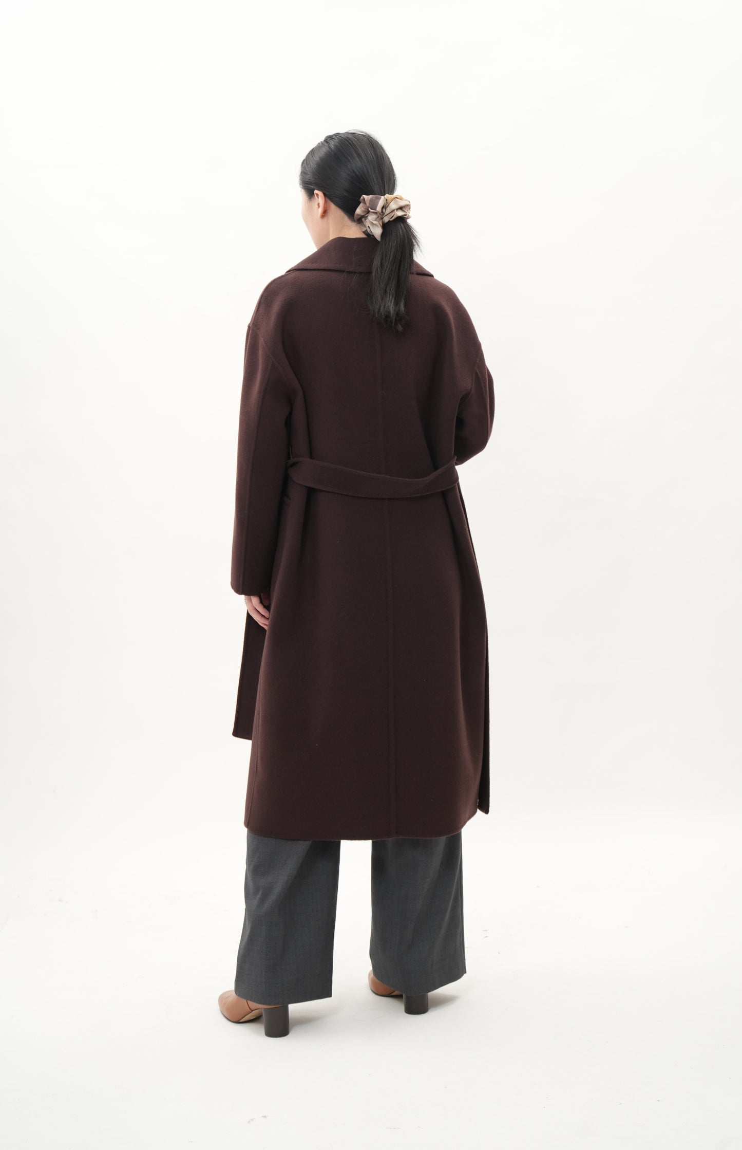 ウールカシミヤ エレガントロングコート（ブラウン）