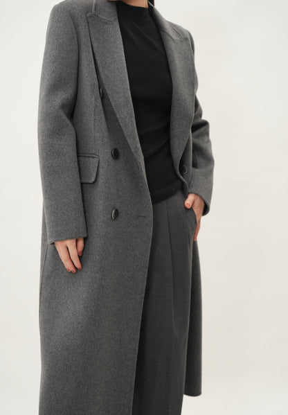 アイボリーダブルフェースウールチェスターコート