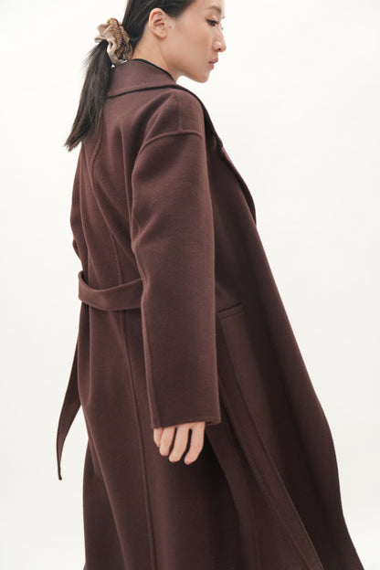 ウールカシミヤ エレガントロングコート（ブラウン）