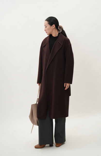 ウールカシミヤ エレガントロングコート（ブラウン）