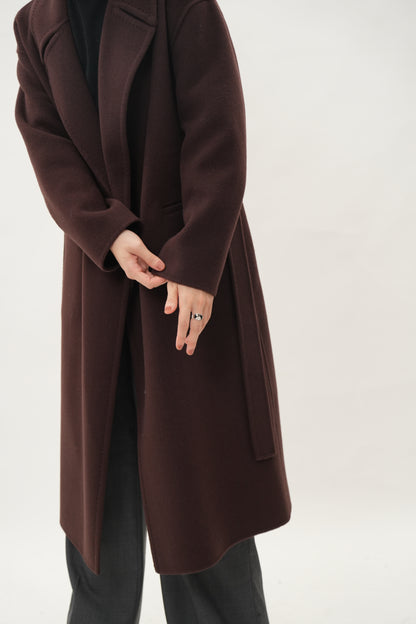 ウールカシミヤ エレガントロングコート（ブラウン）