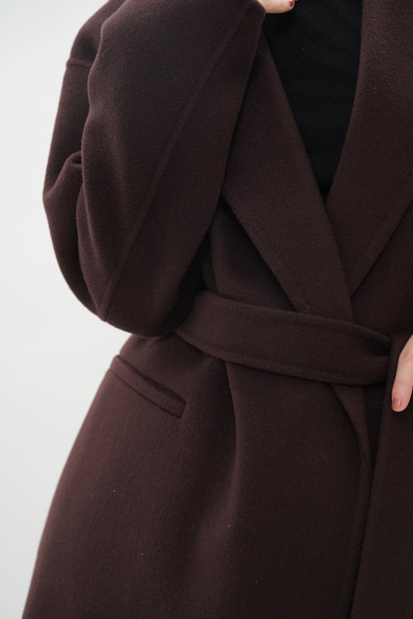 ウールカシミヤ エレガントロングコート（ブラウン）