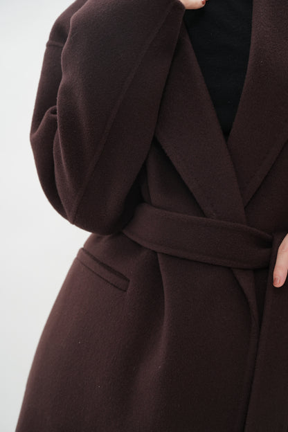 ウールカシミヤ エレガントロングコート（ブラウン）