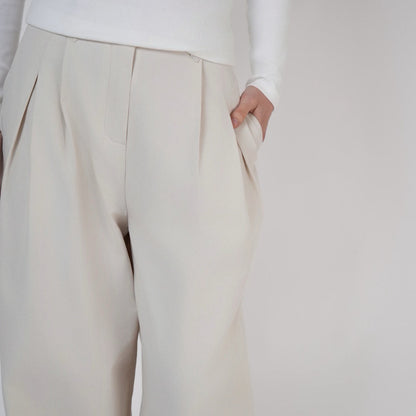 Cotton Relaxed Pants / Ivory, Olive