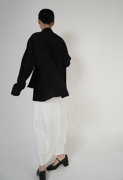 Scarf-Tie V-Neck Blouse / 2color