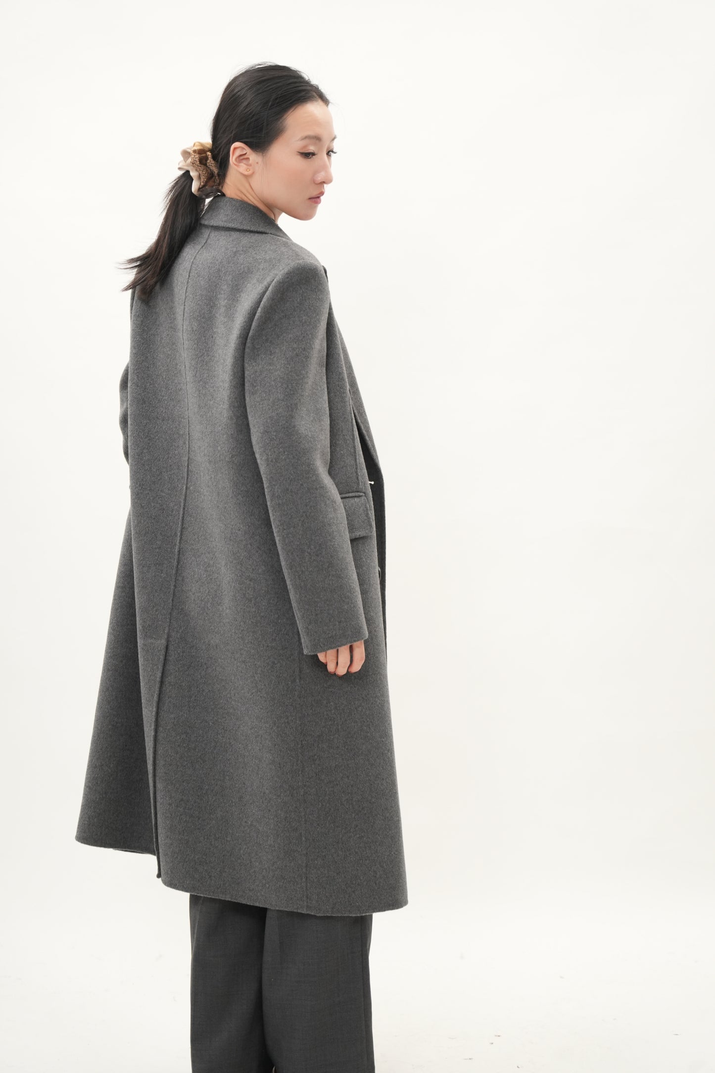 アイボリーダブルフェースウールチェスターコート