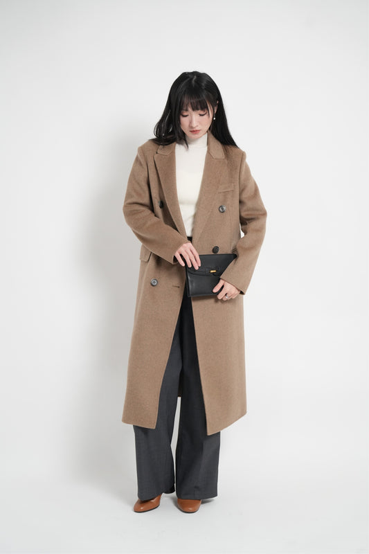 ウール100%レディースチェスターロングコート