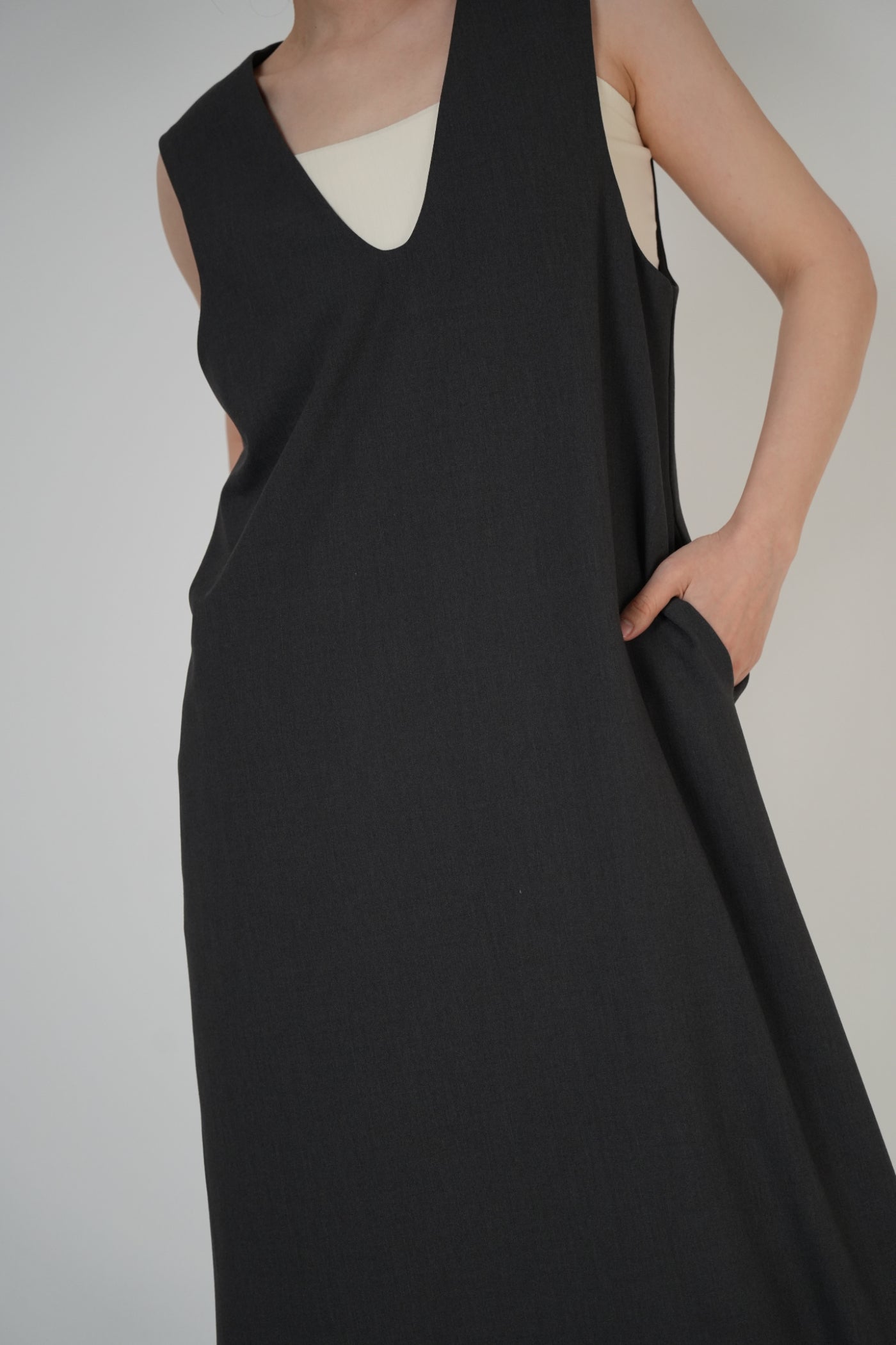 Layered V-Neck Long Dress