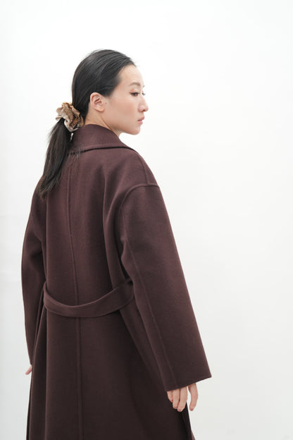 ウールカシミヤ エレガントロングコート（ブラウン）