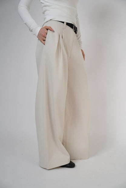 Cotton Relaxed Pants / Ivory, Olive