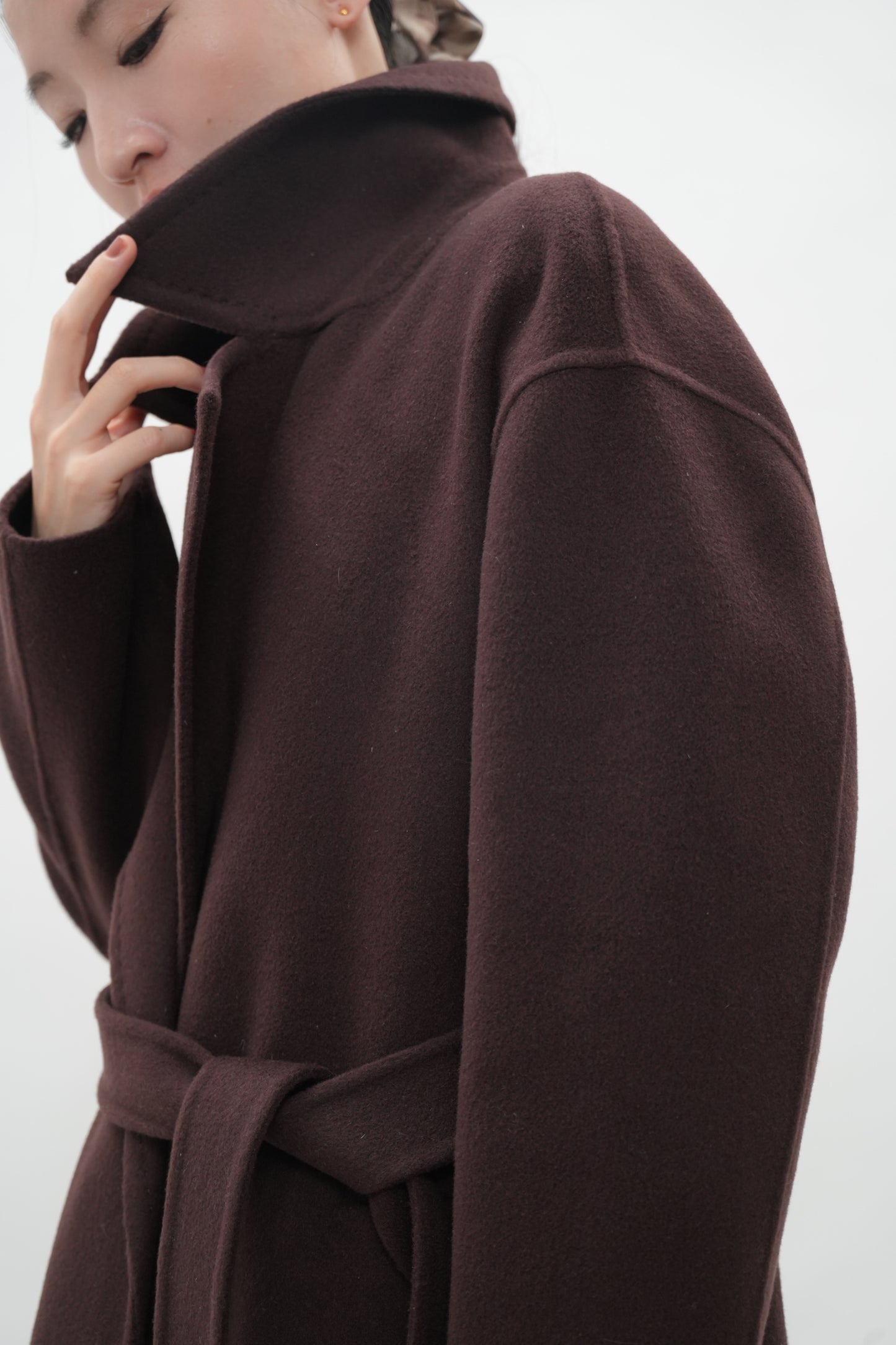 ウールカシミヤ エレガントロングコート（ブラウン）