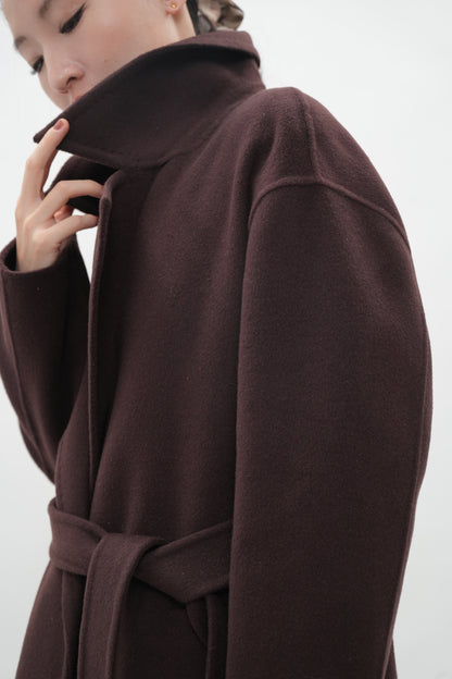 ウールカシミヤ エレガントロングコート（ブラウン）